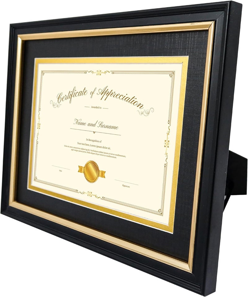 Hodeframe 8x10 Diploma Frame for 6x8 Certificate/Document/Picture with Black and Gold Mat, Solid Wood Degree Frame, Real Glass，Wall Display and Tabletop - Image 5